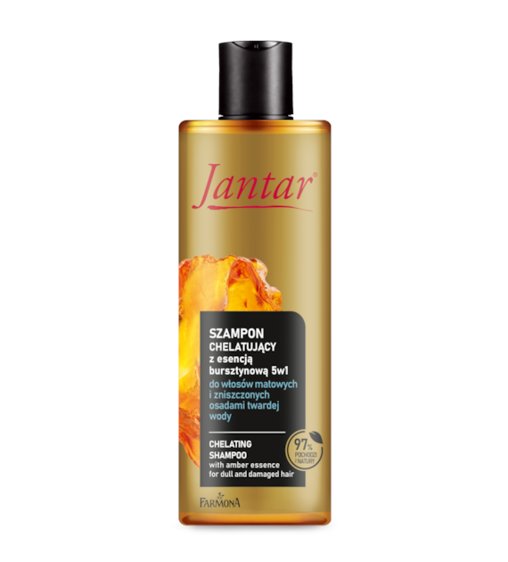 Jantar Szampon chelatujący z wyciągiem z bursztynu 5w1 do włosów matowych i zniszczonych osadami twardej wody, 300 ml