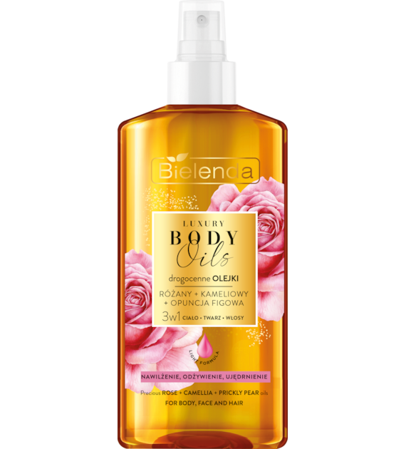 BIELENDA - LUXURY BODY OILS Drogocenne olejki: RÓŻANY + KAMELIOWY + OPUNCJA FIGOWA, 150ml