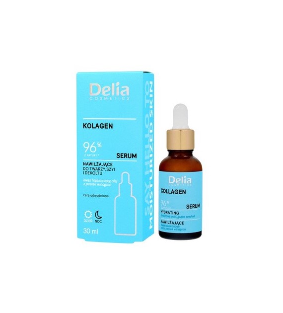 DELIA -   SERUM NA TWARZ SZYJĘ I DEKOLT 30ML KOLAGEN NAWILŻAJĄCE CERA ODWODNIONA