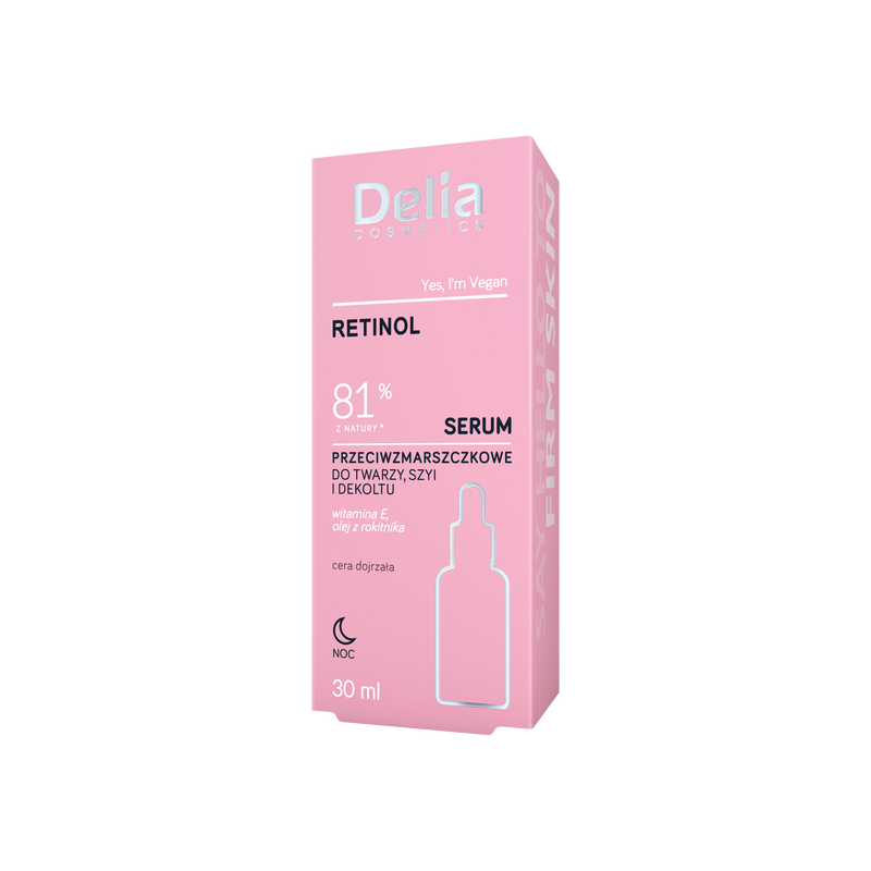 DELIA -   SERUM NA TWARZ SZYJĘ I DEKOLT 30ML RETINOL PRZECIWZMARSZCZKOWE CERA DOJRZAŁA