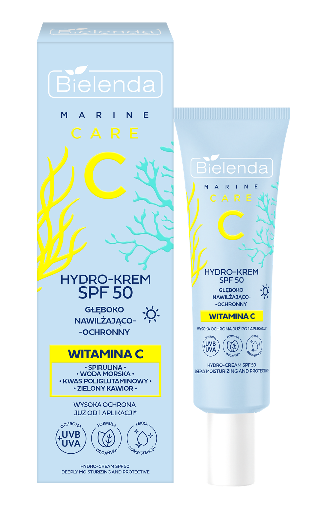 BIELENDA - C MARINE CARE Hydro-krem głęboko nawilżająco- ochronny SPF 50, 40 ml