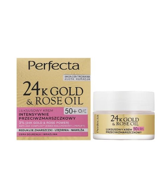 24K GOLD&ROSE 50+ KREM DO TWARZY 50 ML REDUKUJE ZMARSZCZKI, UJĘDRNIA, NAWILŻA