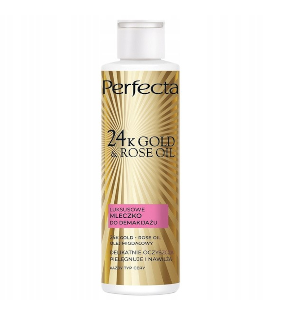 PERFECTA 24K GOLD & ROSE OIL Luksusowe mleczko do demakijażu, 200 ml