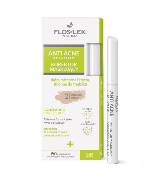 ANTI ACNE 24H KOREKTOR MASKUJĄCY 2 NATURALNY/NATURAL MIESZANA,TŁUSTA,TRĄDZIKOWA