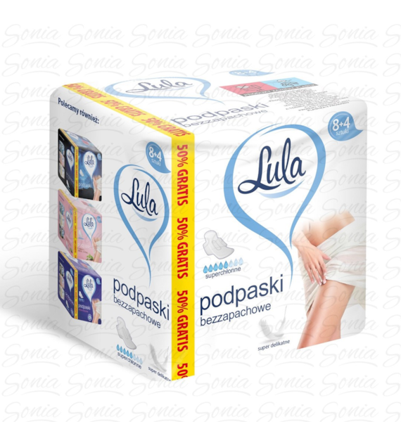 LULA Podpaski higieniczne bezzapachowe - super delikatne 1op.-12szt (8+4 gratis)