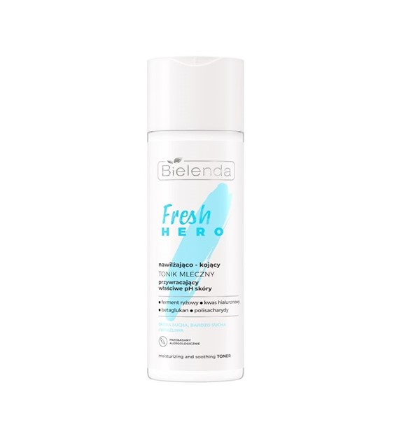 BIELENDA - FRESH HERO nawilżająco - kojący tonik mleczny przywracający pH skóry, 200 ml