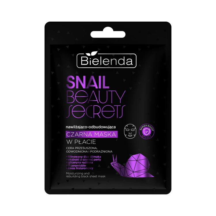 BIELENDA - SNAIL BEAUTY SECRETS Nawilżająco - odbudowująca czarna maska w płacie, 1 szt.