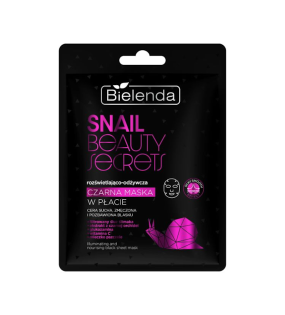 BIELENDA - SNAIL BEAUTY SECRETS Rozświetlająco - odżywcza czarna maska w płacie, 1 szt.