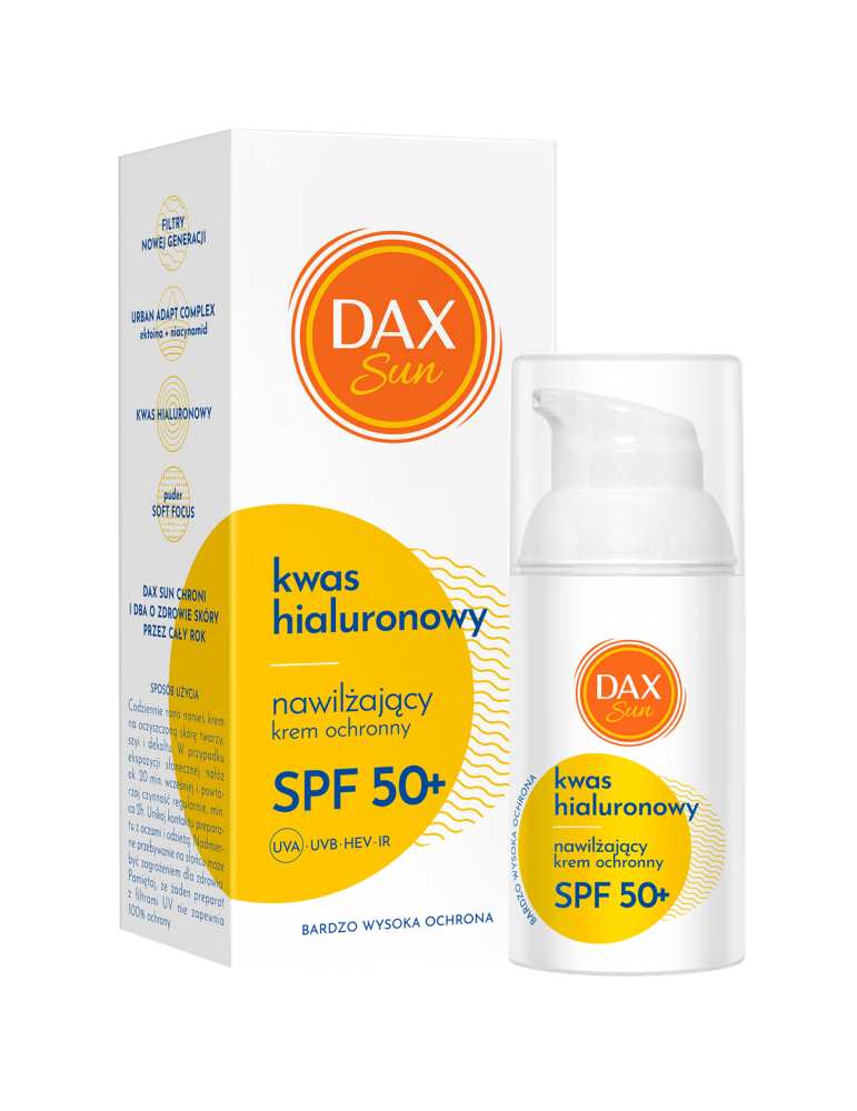 DAX SUN Nawilżający krem ochronny z kwasem hialuronowym SPF 50+,30ML