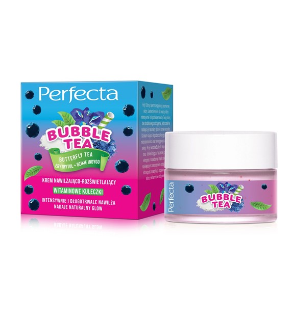 PERFECTA BUBBLE TEA - Krem do twarzy nawilżająco-rozświetlający Butterfly Tea, Erytrytol + Dzikie Indygo 50ML