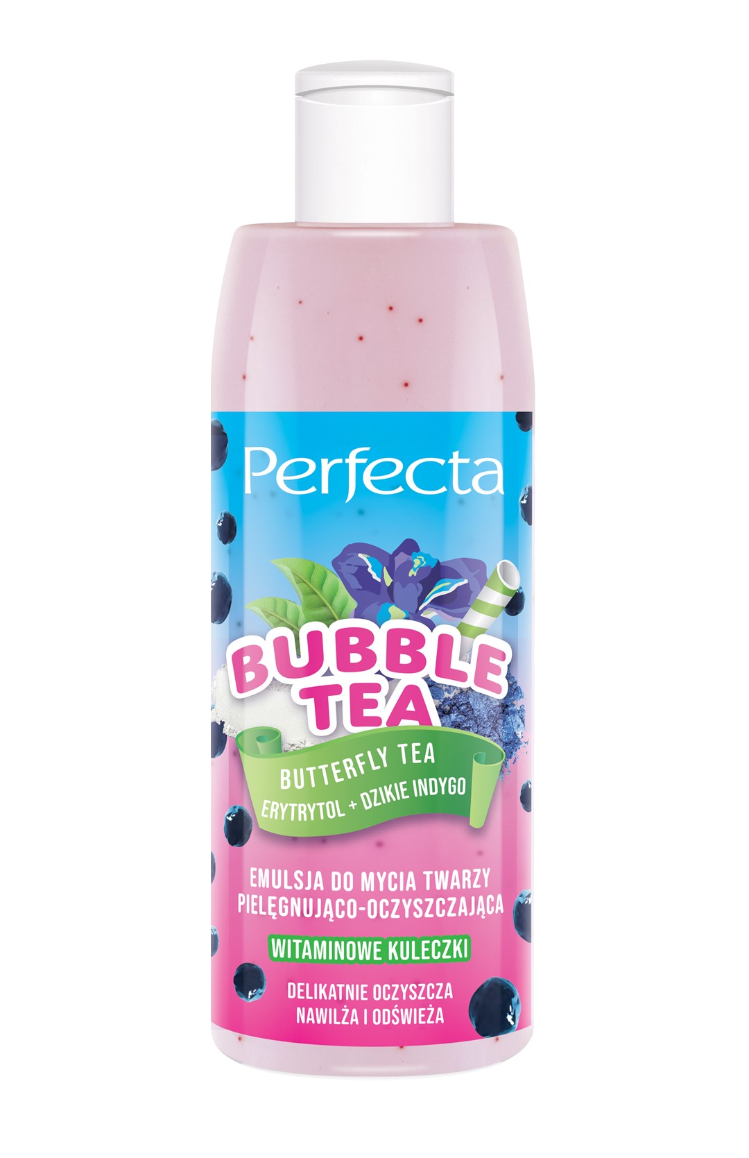 PERFECTA BUBBLE TEA - Emulsja do mycia twarzy pielęgnująco-oczyszczająca Butterfly Tea, Erytrytol + Dzikie Indygo 300ML