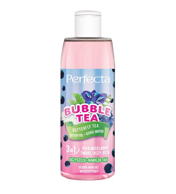 PERFECTA BUBBLE TEA - Płyn micelarny 3w1 Butterfly Tea, Erytrytol + Dzikie Indygo 300ML