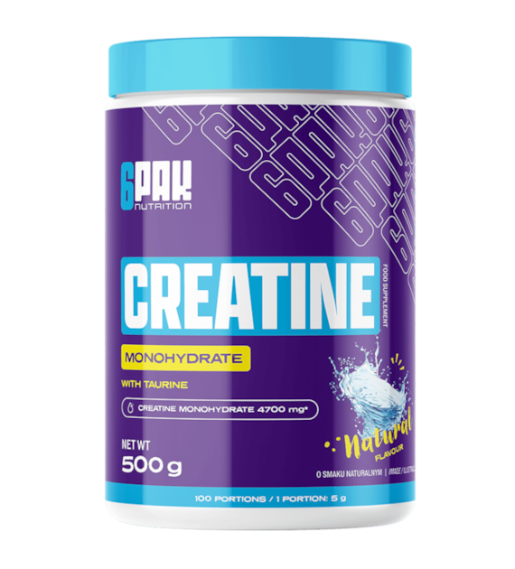 6PAK CREATINE MONOHYDRATE 500g JAR NATURAL