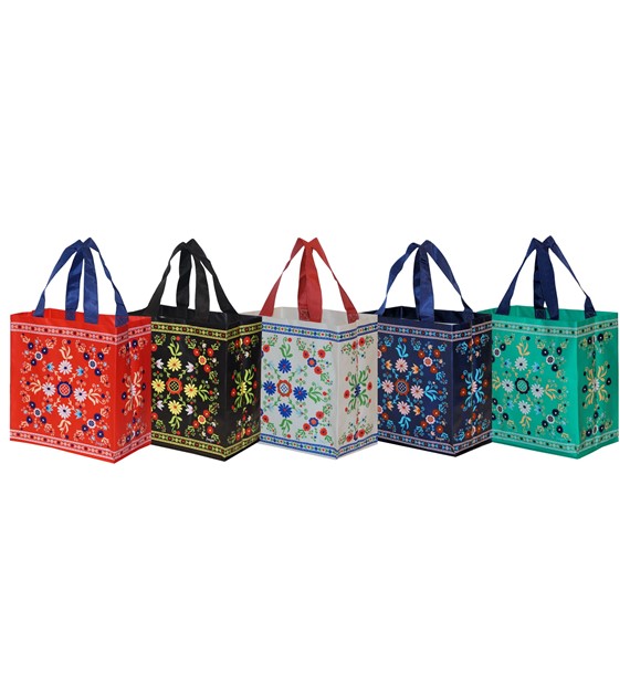 FRASPO Torba z PP MINI FOLKLOR  zestaw 5 kolorów w mikscie 26x15x27  10 l. (po 25 sztuk)