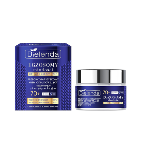 BIELENDA - EGZOSOMY MŁODOŚCI Przeciwzmarszczkowy krem odbudowujący, rozjaśniający plamy pigmentacyjne 70+, dzień/ noc, 50 ml