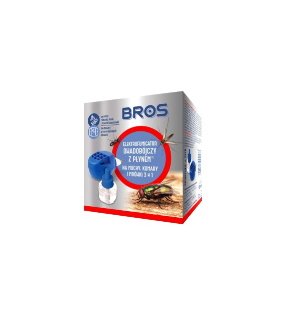 BROS Elektrofumigator owadobójczy 3w1 NA MUCHY, KOMARY i MRÓWKI + płyn 30 ml, zestaw