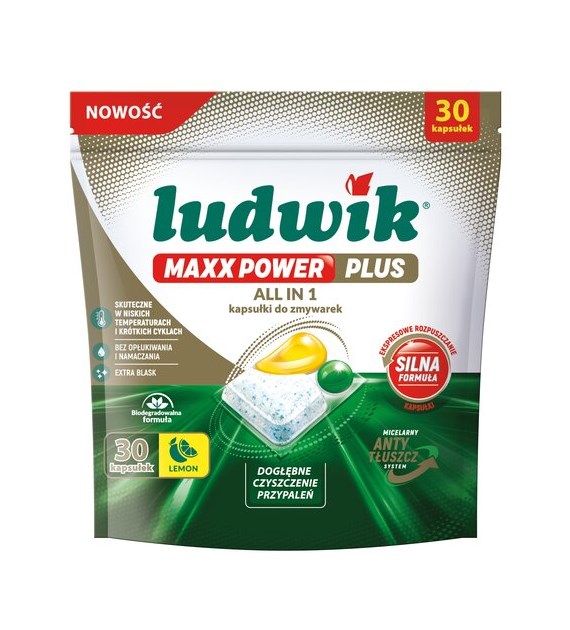 Ludwik MAXX POWER PLUS ALL IN 1 kapsułki do zmywarek Lemon 30 szt.