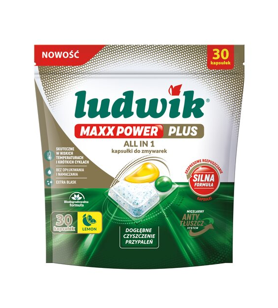 Ludwik MAXX POWER PLUS ALL IN 1 kapsułki do zmywarek Lemon 30 szt.