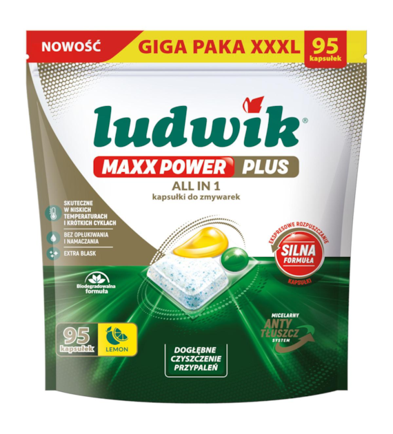 Ludwik MAXX POWER PLUS ALL IN 1 kapsułki do zmywarek Lemon 95 szt.