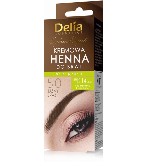 DELIA EYEBROW EXPERT HENNA DO BRWI W KREMIE 5.0 JASNY BRĄZ