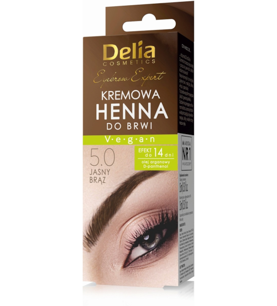 DELIA EYEBROW EXPERT HENNA DO BRWI W KREMIE 5.0 JASNY BRĄZ