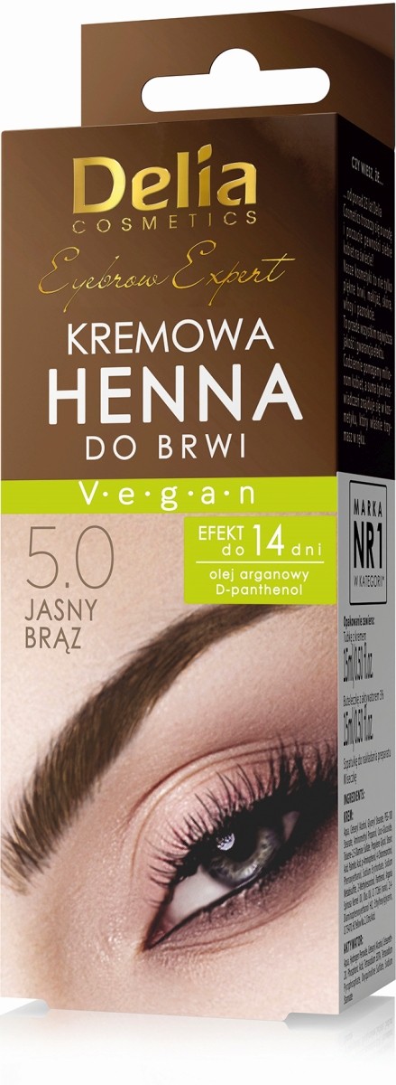 DELIA EYEBROW EXPERT HENNA DO BRWI W KREMIE 5.0 JASNY BRĄZ
