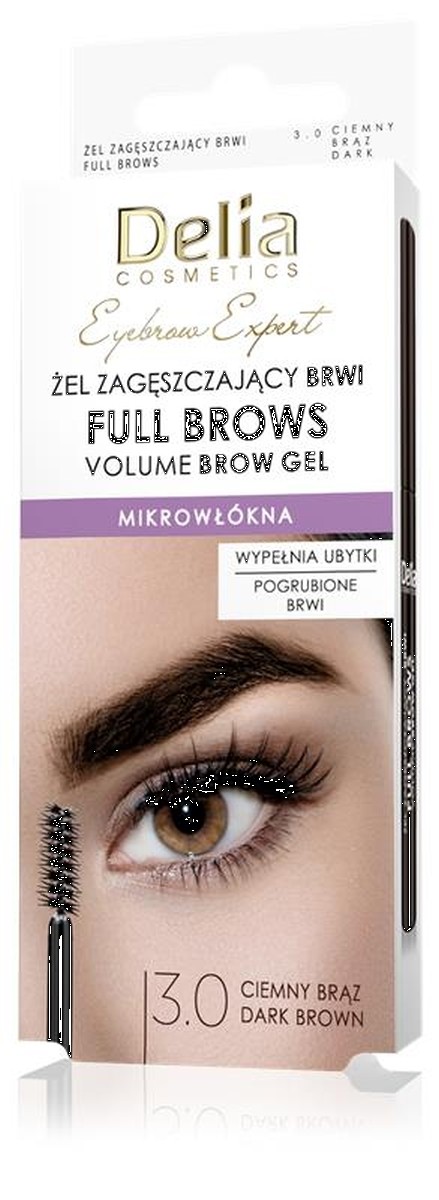 DELIA EYEBROW EXPERT ŻEL ZAGĘSZCZAJĄCY BRWI 3.0 CIEMNY BRĄZ