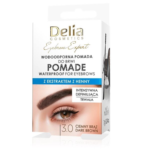 DELIA EYEBROW EXPERT POMADA DO BRWI WODOODPORNA 3.0 CIEMNY BRĄZ