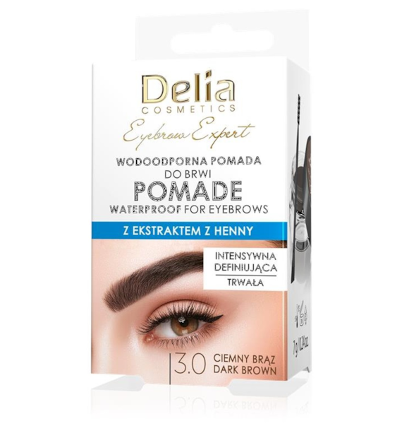 DELIA EYEBROW EXPERT POMADA DO BRWI WODOODPORNA 3.0 CIEMNY BRĄZ