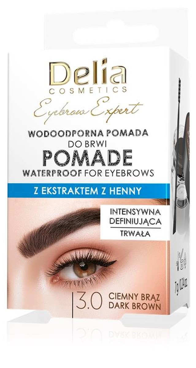 DELIA EYEBROW EXPERT POMADA DO BRWI WODOODPORNA 3.0 CIEMNY BRĄZ