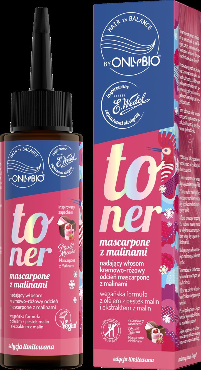 ONLYBIO i WEDEL - Toner Mascarpone z Malinami inspirowany zapachem Ptasie Mleczko Mascarpone z Malinami 100 ml