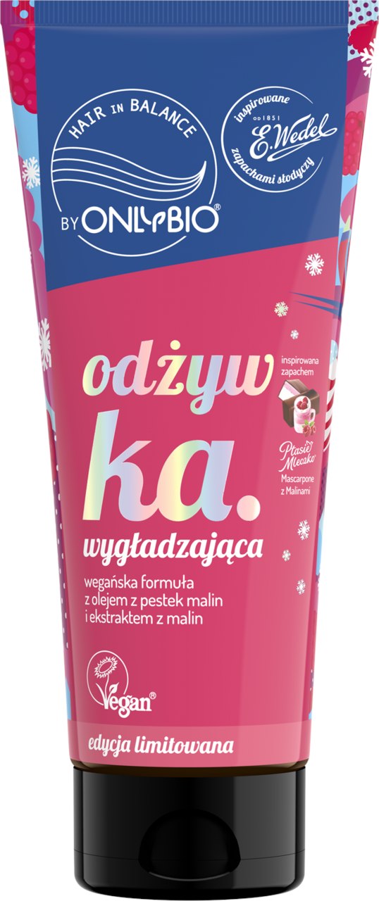 ONLYBIO i WEDEL - Odżywka wygładzająca inspirowana zapachem Ptasie Mleczko Mascarpone z Malinami 200 ml