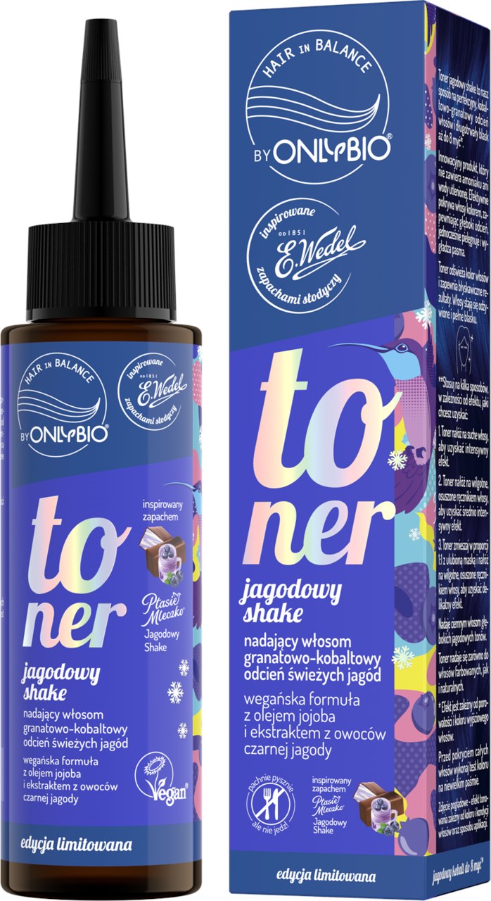ONLYBIO i WEDEL - Toner Jagodowy Shake inspirowany zapachem Ptasie Mleczko Jagodowy Shake 100 ml