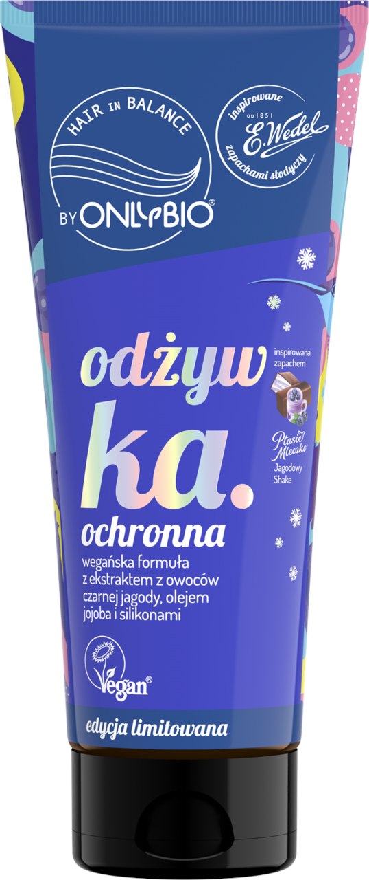 ONLYBIO i WEDEL - Odżywka ochronna inspirowana zapachem Ptasie Mleczko Jagodowy Shake 200 ml