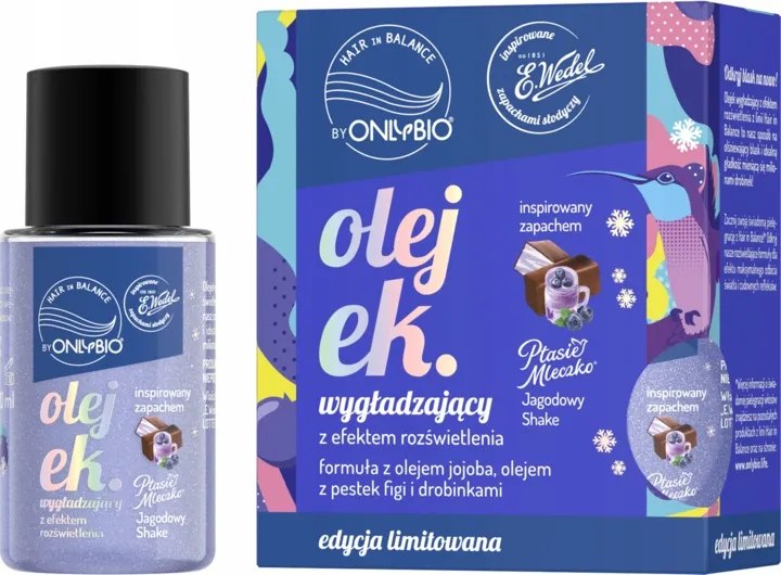 ONLYBIO i WEDEL - Olejek wygładzający inspirowany zapachem Ptasie Mleczko Jagodowy Shake 20 ml