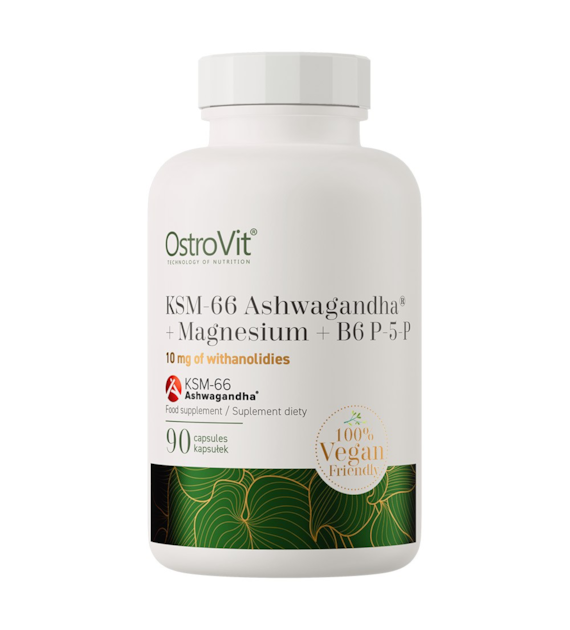 OstroVit KSM-66 Ashwagandha® + Magnez + B6 P-5-P VEGE 90 kapsułek