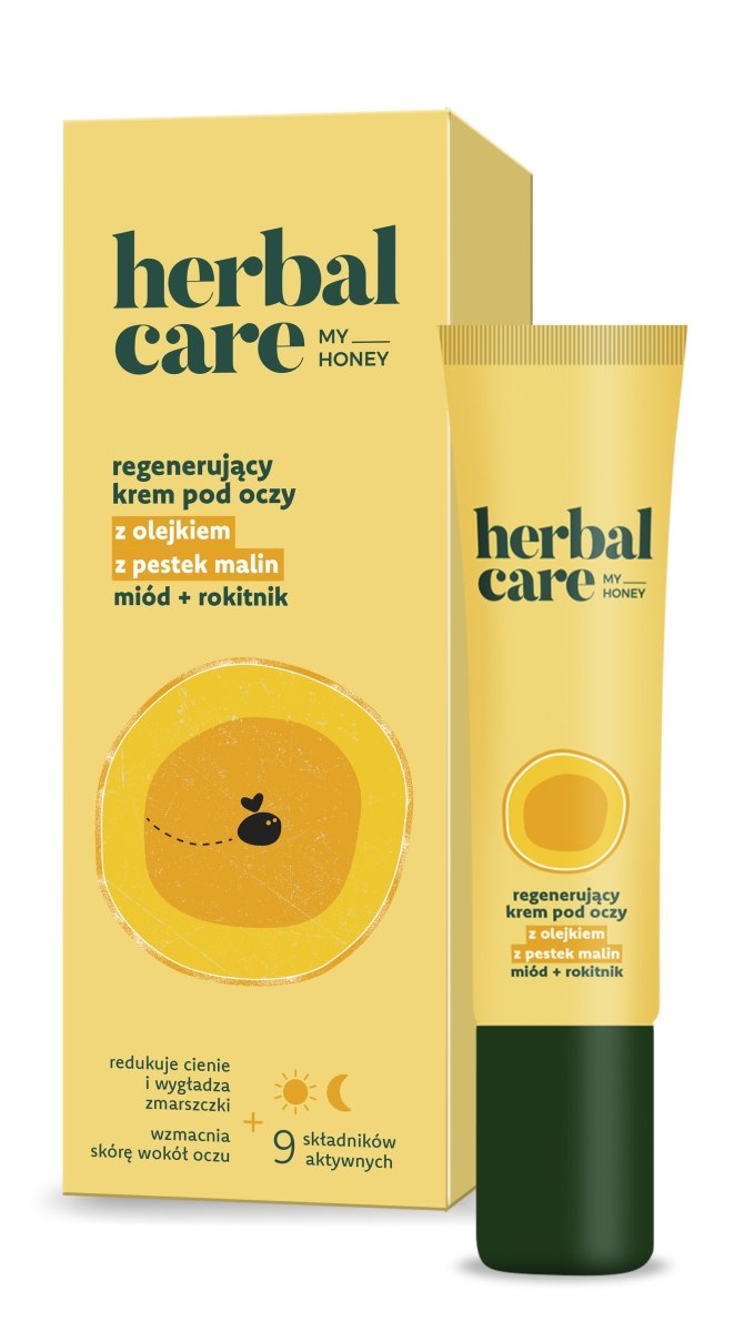 Herbal Care my honey Regenerujący krem pod oczy z olejkiem z pestek malin: miód + rokitnik, 15 ml