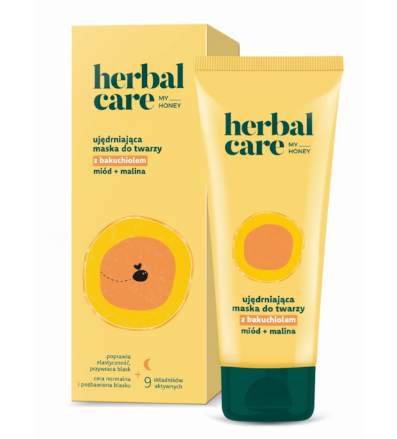 Herbal Care my honey Ujędrniająca maska do twarzy z bakuchiolem: miód + malina, 50 ml