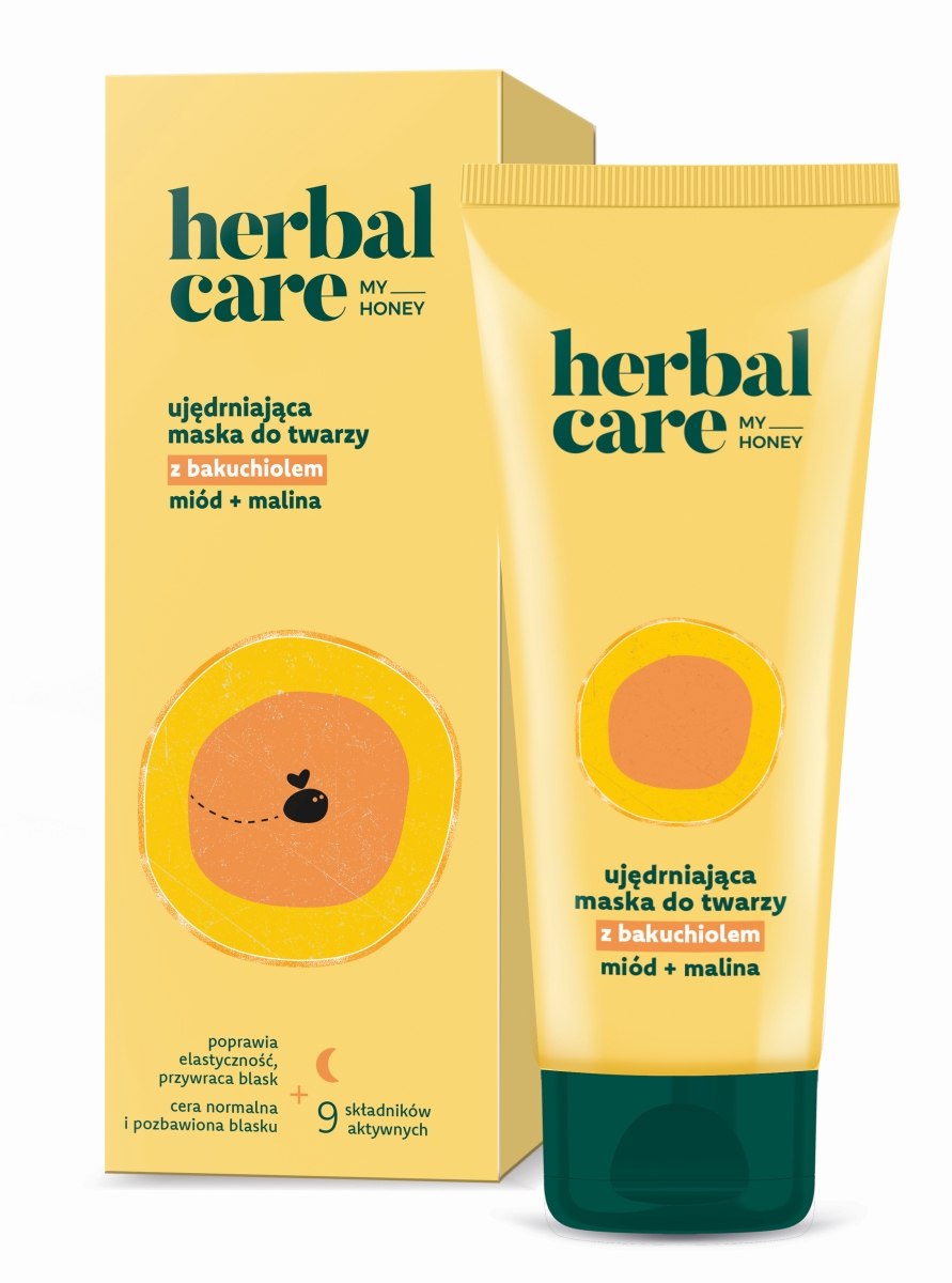 Herbal Care my honey Ujędrniająca maska do twarzy z bakuchiolem: miód + malina, 50 ml