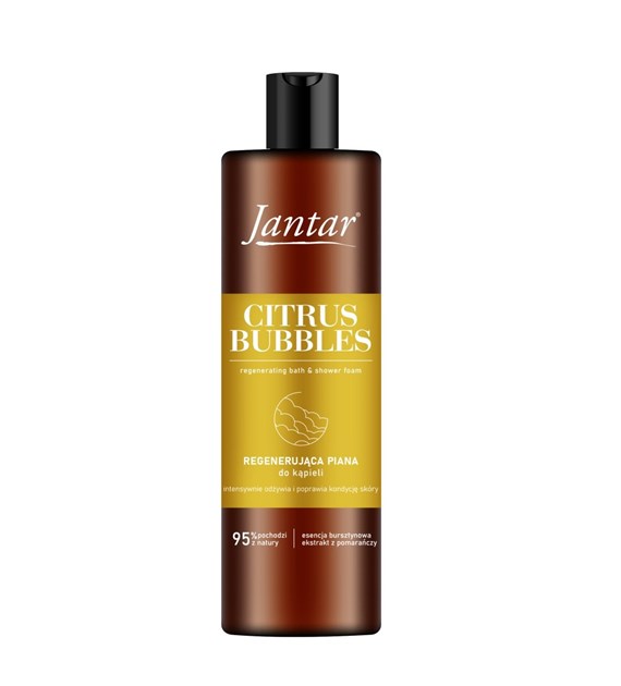 Jantar Citrus Bubbles | Regenerująca piana do kąpieli z esencją bursztynową i ekstraktem z cytrusów, 400 ml
