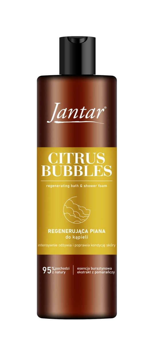 Jantar Citrus Bubbles | Regenerująca piana do kąpieli z esencją bursztynową i ekstraktem z cytrusów, 400 ml