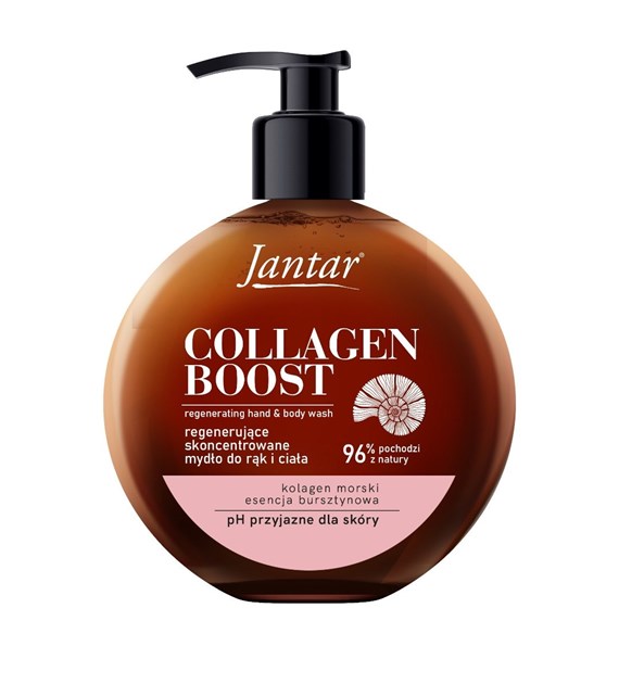 Jantar Collagen Boost Regenerujące mydło do rąk i ciała z esencją bursztynową i kolagenem morskim, 400 ml