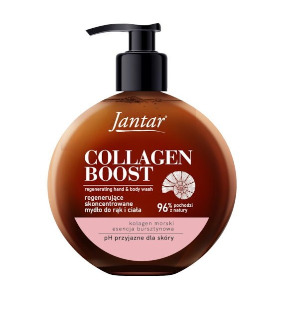 Jantar Collagen Boost Regenerujące mydło do rąk i ciała z esencją bursztynową i kolagenem morskim, 400 ml