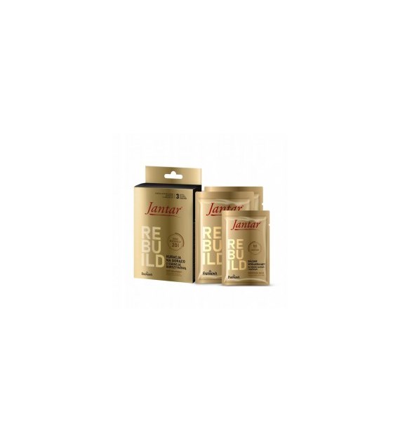 Jantar Kuracja na gorąco z esencją bursztynową do włosów suchych i łamliwych, 20 ml + 20 ml + 10 ml