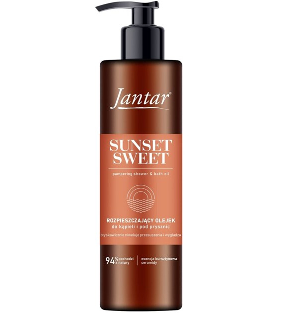 Jantar SUNSET SWEET | Rozpieszczający olejek pod prysznic i do kąpieli z esencją bursztynową i ceramidami, 400 ml
