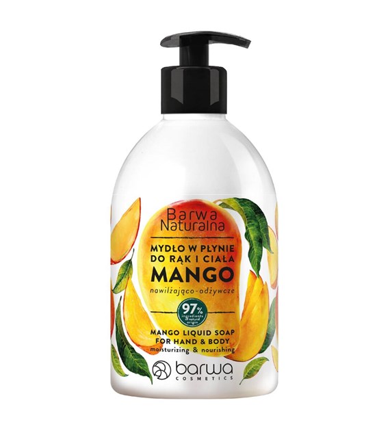BARWA Naturalna Mydło w płynie do rąk i ciała nawilżająco-odżywcze Mango 500 ml
