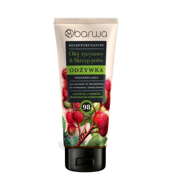 BARWA Receptury Natury Odżywka regenerująca do włosów ze skłonnością do wypadania i zniszczonych - Olej Rycynowy & Skrzyp Polny 200ML