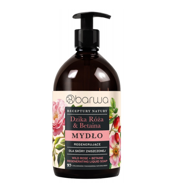 BARWA Receptury Natury Mydło w płynie regenerujące - Dzika Róża & Betaina 480ML