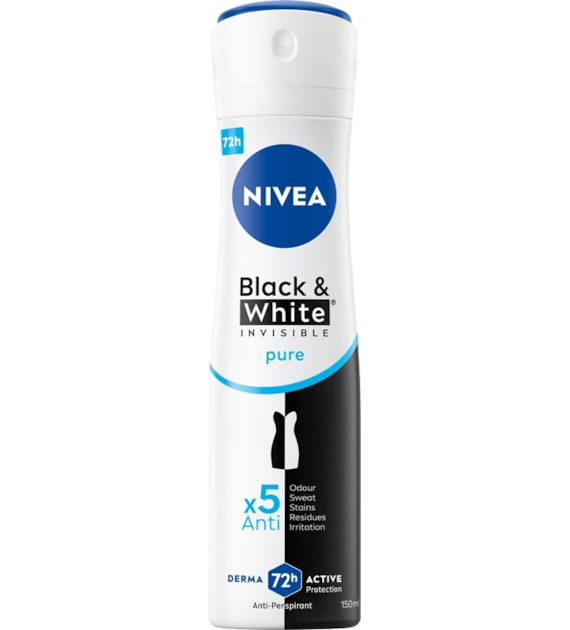 NIVEA DEO SPRAY Antyperspirant Black&White Invisible Pure spray 150 ml