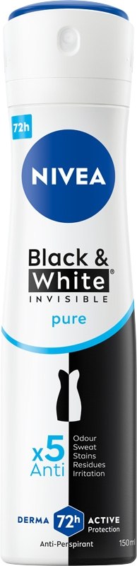NIVEA DEO SPRAY Antyperspirant Black&White Invisible Pure spray 150 ml